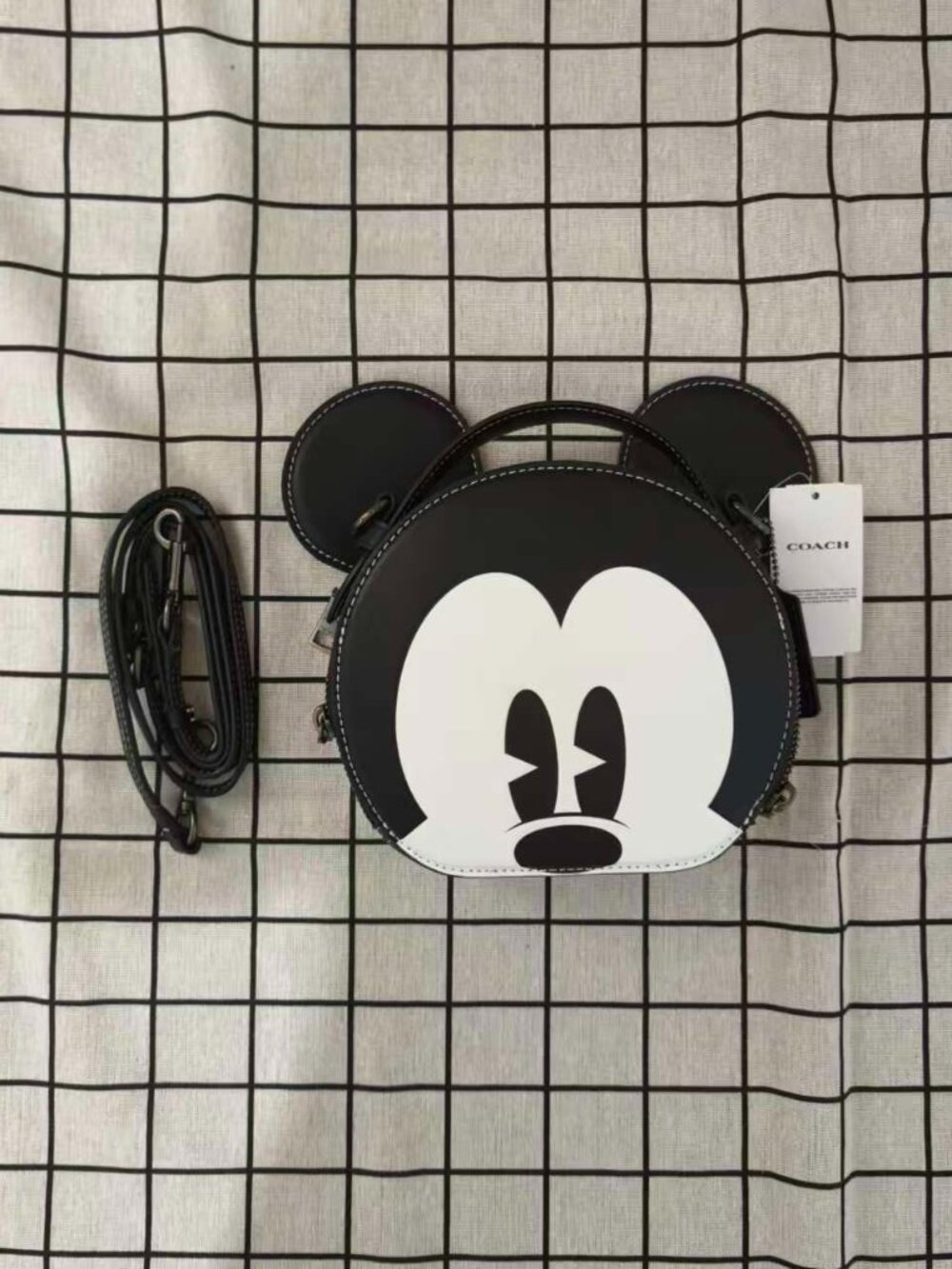 Coach x Disney Black Mickey Mouse Ear Crossbody Bag